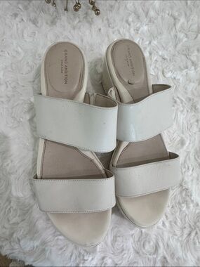 ambition Cream Double-Strap Slide Mules